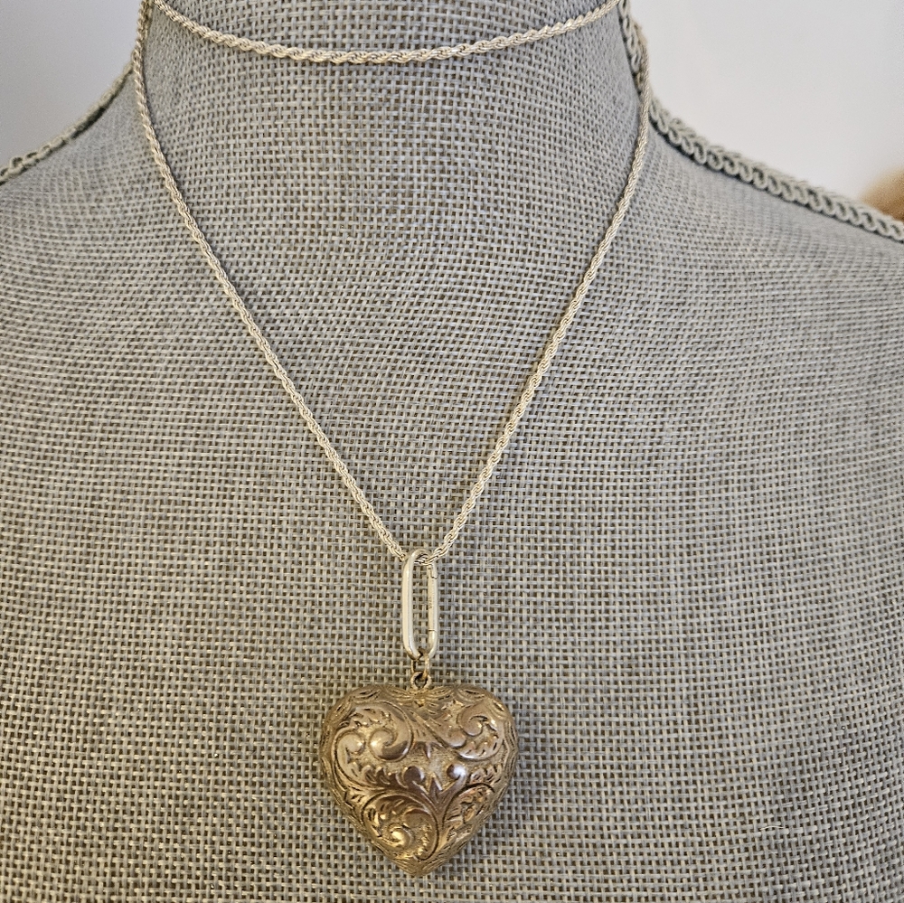 Vintage Sterling Silver Plated Heart Pendant